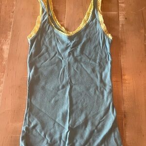 Abercrombie & Fitch Blue Tank Top with Yellow Trim